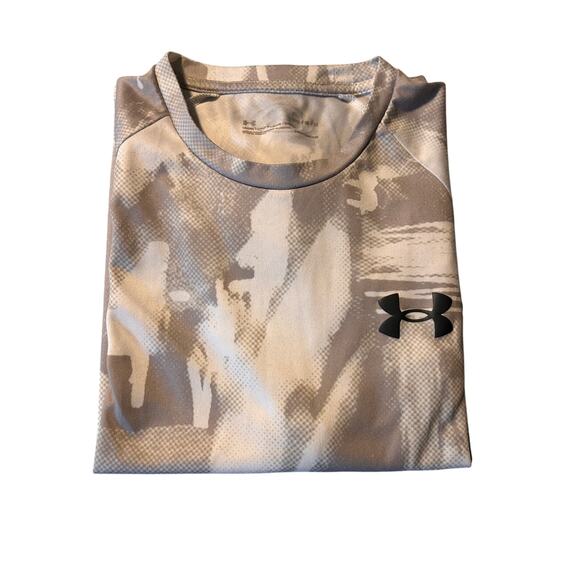 Under Armour HeatGear Loose Fit Shirt Medium Gray Abstract Print - Picture 2 of 5